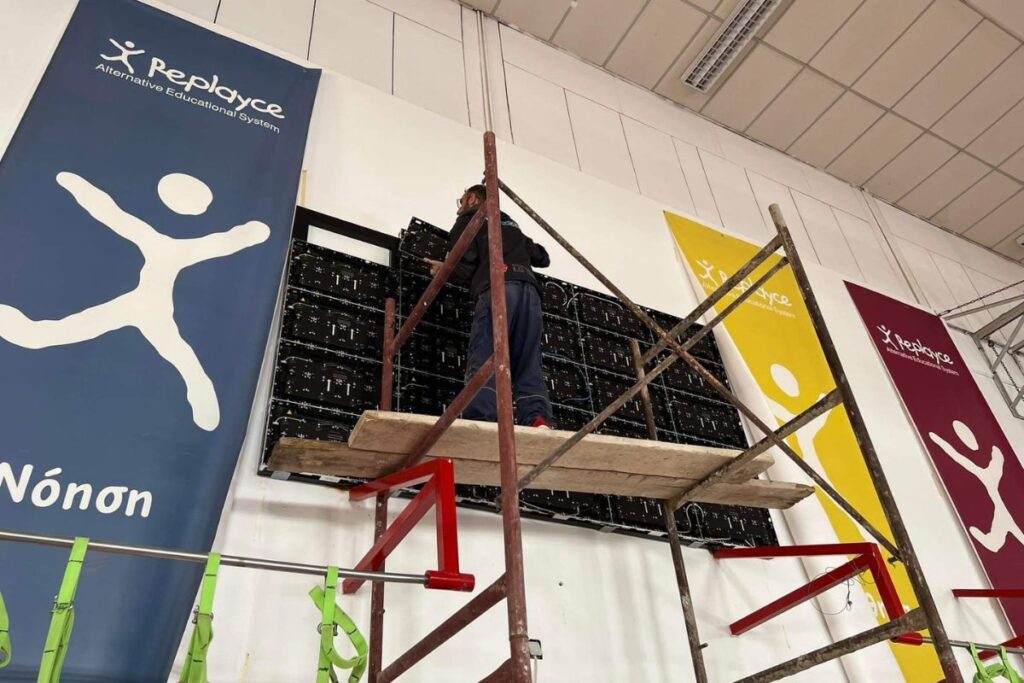 Γυμναστήριο Replayce Έρρικα Πρεζεράκου Κατασκευή Led Wall OAKA